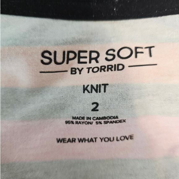 Torrid Super Soft Knit Hooded Long Line Stripped Open/ Tie Closure Cardigan 2/2X - Picture 5 of 5